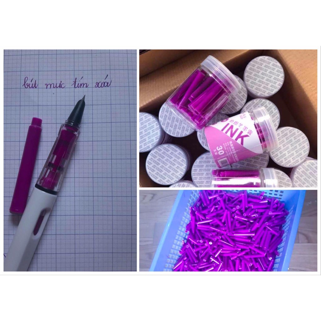 Mực ống xóa được-Combo 10 ống-Tẩy xóa dễ dàng, Không lem bẩn, thuận tiện, dễ sử dụng, viết trơn, sạch sẽ, phù hợp với trẻ nhỏ- Mango house- Mực viết máy, mực bút máy hero, mực viết máy Queen, mực ống, ống mực tẩy được