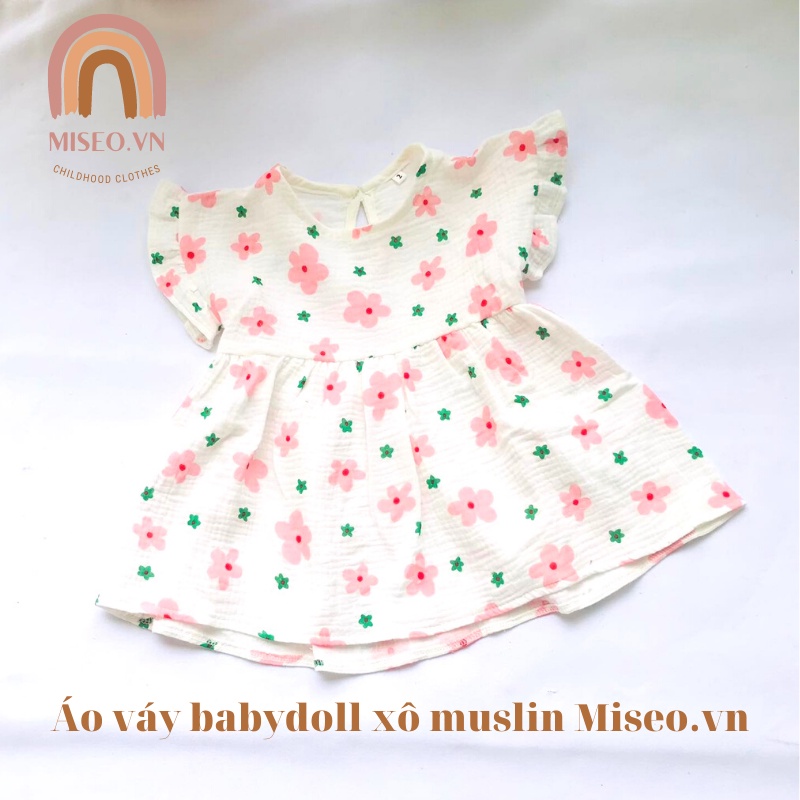 Đầm xoè 2 dây cotton muslin in hoạ tiết đáng yêu cho bé gái Ecob – ECOBAMBI