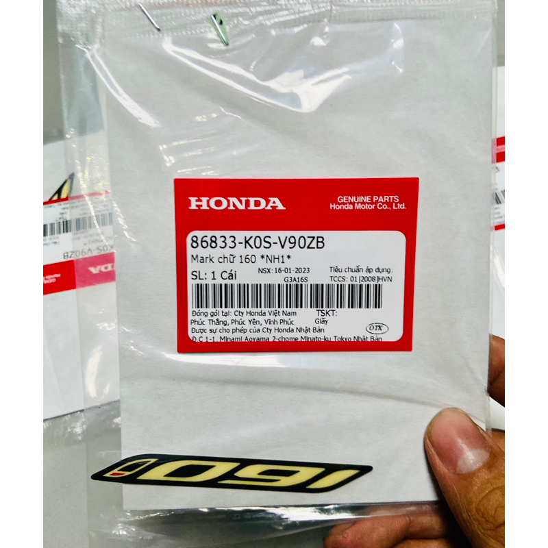 Tem dán xe sh 2023 chữ số 160i 160 chính hãng honda sh 150 / sh 160 / vario 160 / pcx 160 màu đen bóng + bạc bóng