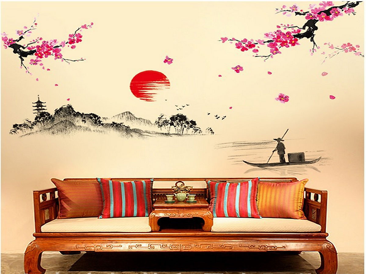 DECAL DÁN TƯỜNG TẾT TRANH SƠN THỦY 2