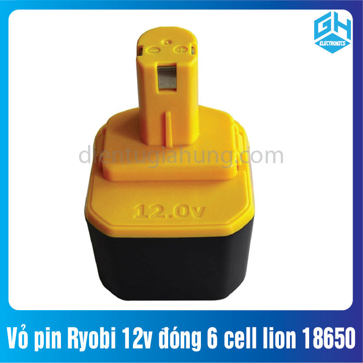 Vỏ pin Ryobi 12v đóng 6 cell lion 18650