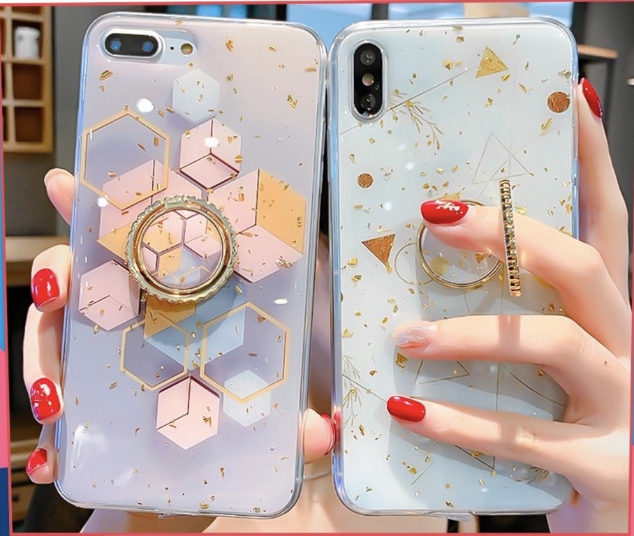 ỐP iPHONE- ỐP LƯNG HÌNH HỌC KÈM RING 7/8Plus, 11, 11Promax