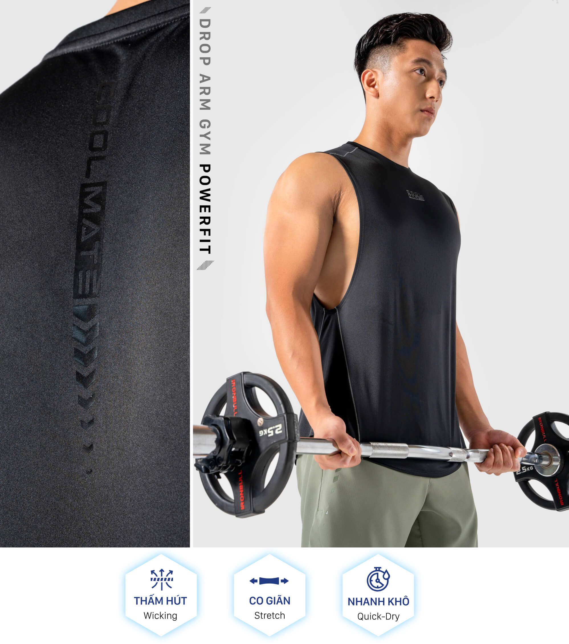[OUTLET]Áo Drop Arm thể thao Gym powerfit - Coolmate