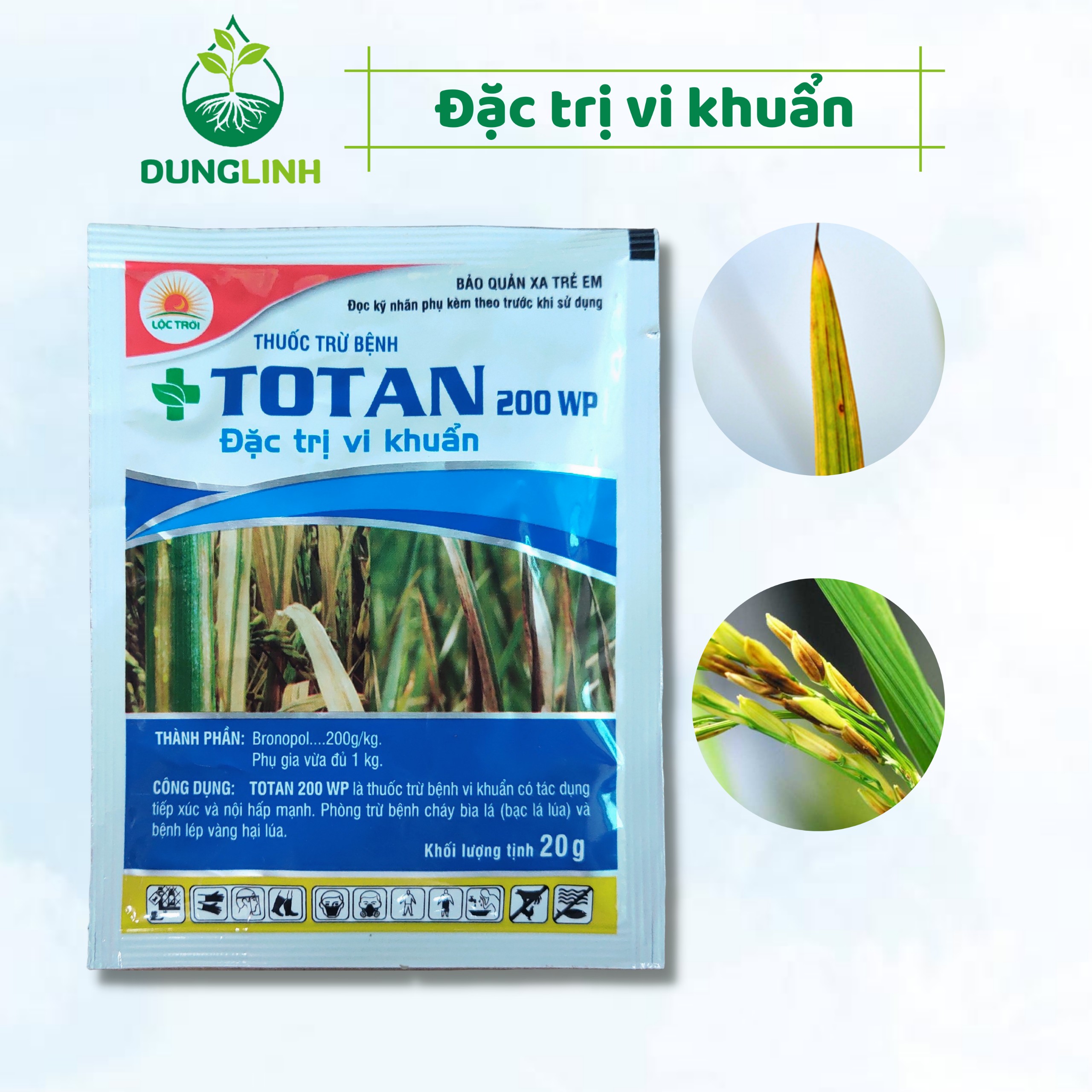 Diệt trừ vi khuẩn trên lúa Totan 200WP gói 20g