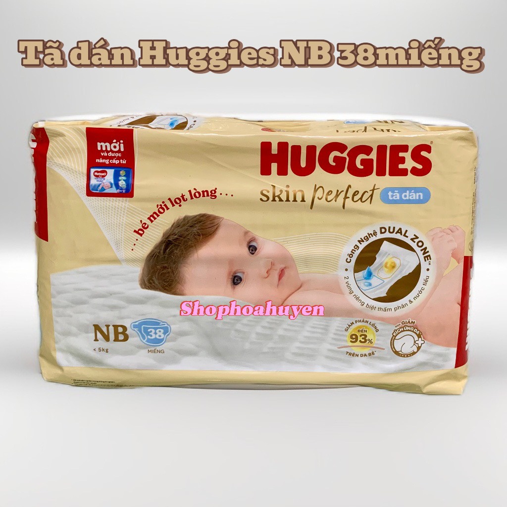 Tã dán sơ sinh Huggies Nb70 Miếng dùng cho bé mới lọt lòng mẹ Mẫu mới Skin Perfect 0-5kg Hàng Chính Hãng