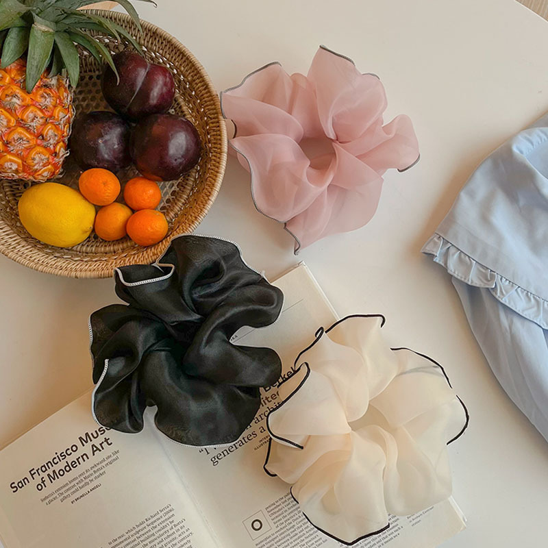 [Có sẵn] Dây cột tóc vải Scrunchies lụa Hàn Quốc bản lớn cho nữ