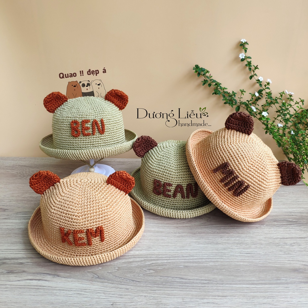 Nón Tai Gấu Handmade Cho Bé (Gắn Tên Theo Yêu Cầu)