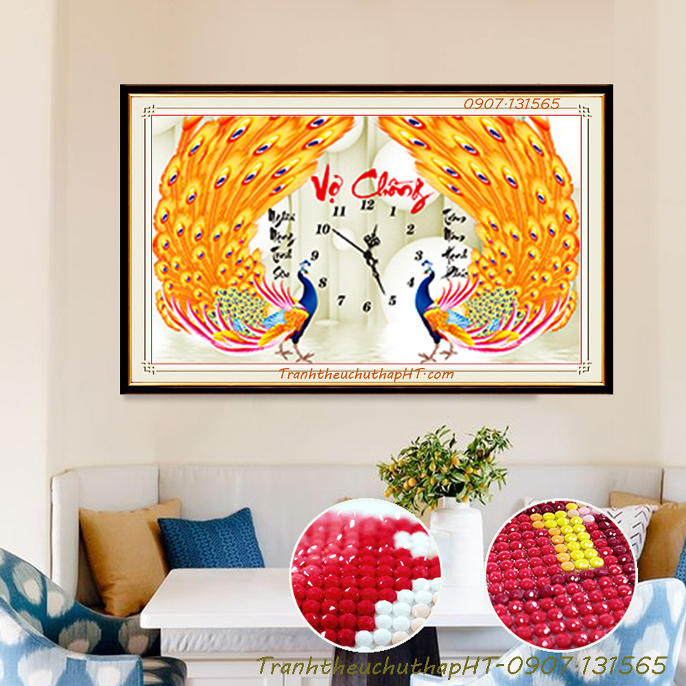 Tranh đính đá Vợ chồng 70x44cm - tự đính