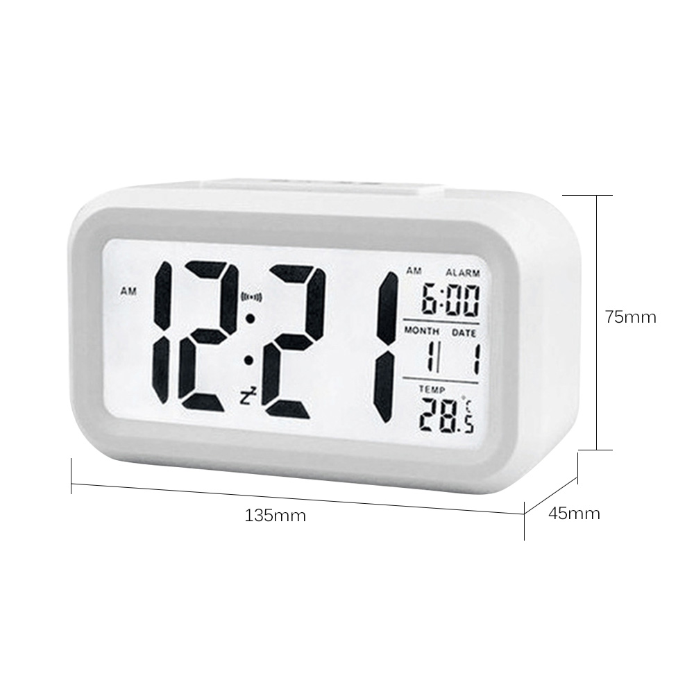 Smart Digital Alarm Clock with Date and Temperature Snooze Button on Top Battery Operated Rectangle Desk Clock with Night Light for Bedroom Kids Children Girls Boys