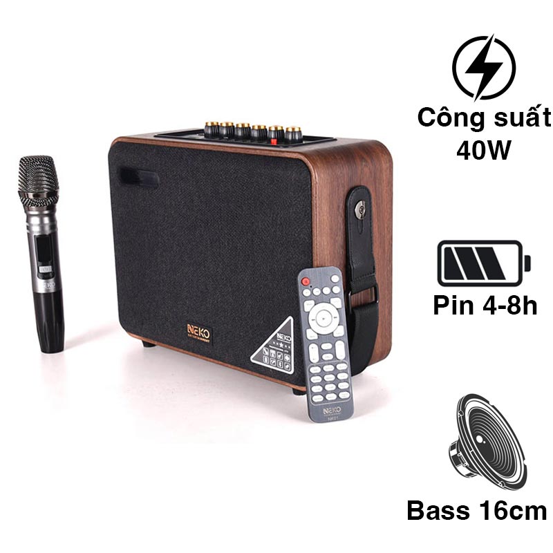 [Kèm 1 Mic] Loa di động Bluetooth Karaoke Neko NK01