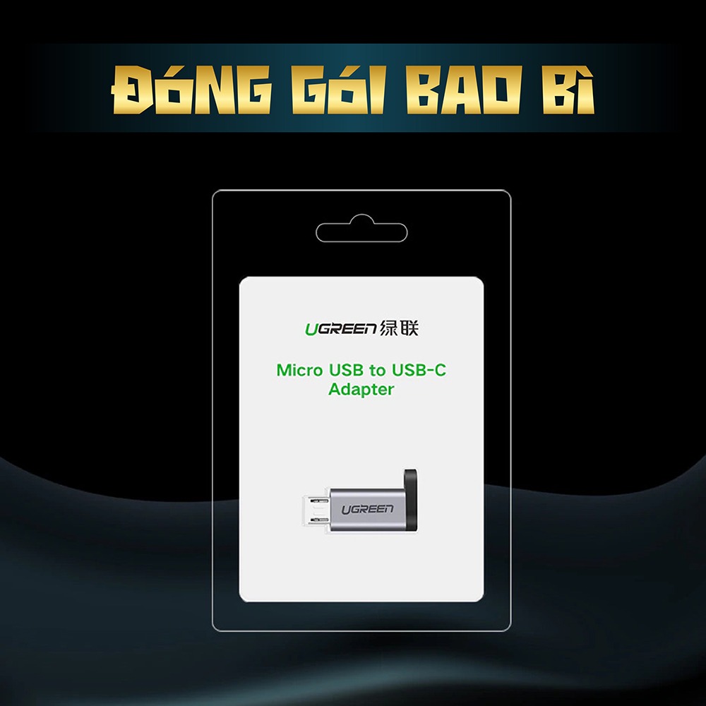 Đầu chuyển cổng Type C sang cổng Micro USB UGREEN US282 | Sạc và đồng bộ hoá dữ liệu | Chiều dài 2,5cm | Bảo hành 18 tháng 1 Đổi 1 | 50590.