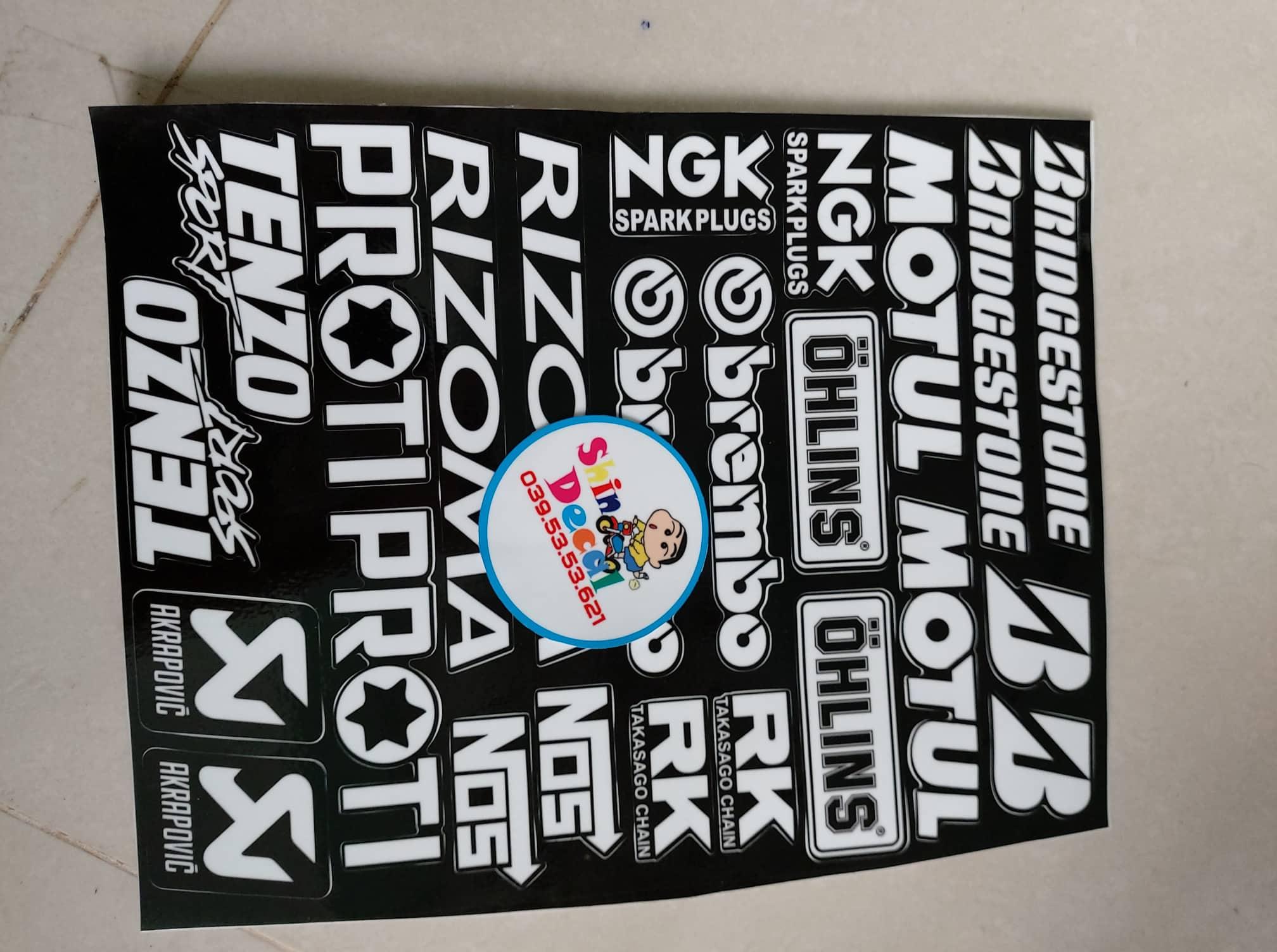Tem logo trắng đen trọn bộ 18x25cm