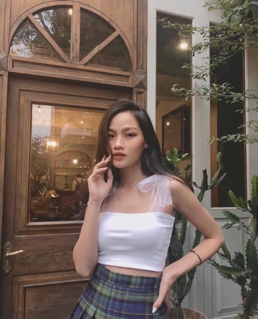 Áo hai dây thắt nơ voan
