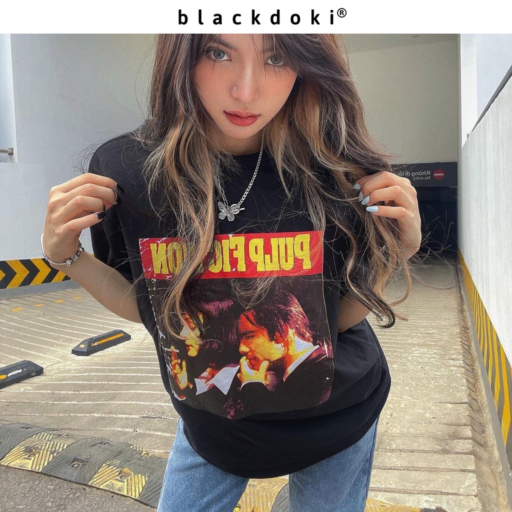 Áo Thun Nữ Blackdoki-Pulp , Áo Phông Basic Form Tộng Tay Lỡ Cá Tính Chất Cotton Dày Dặn