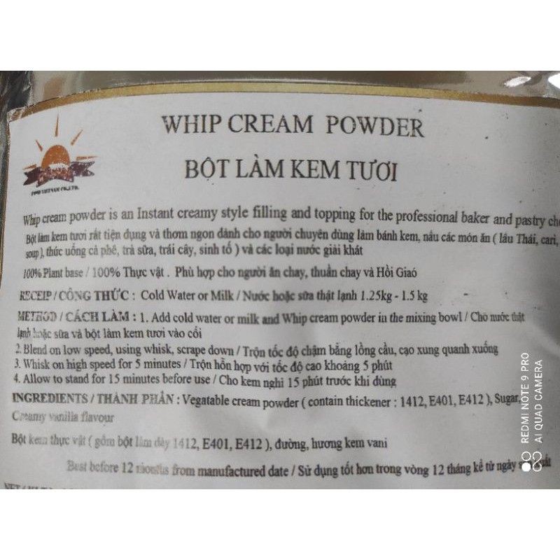 Bột whipping cream - Bột làm kem tươi Úc/malaysia/vn 500g