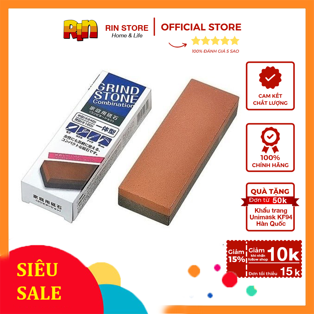 Đá mài dao kéo Grindstone cao cấp 2 mặt dùng để mài cho các dao kéo bị mẻ, chuốt lại dao kéo sắc bén hơn - Hàng nội địa Nhật Bản Rin Store