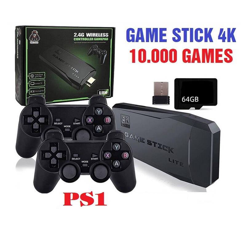 Máy chơi game điện tử 4 nút game stick hdmi 3000+/10000+ trò chơi, kết nối hdmi, 4k kết nối với ti vi, máy tính tặng kèm thẻ nhớ tf 64gb