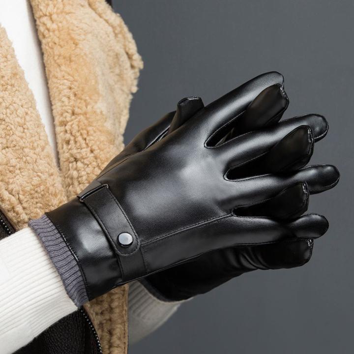 Găng tay da cảm ứng lông cừu nam