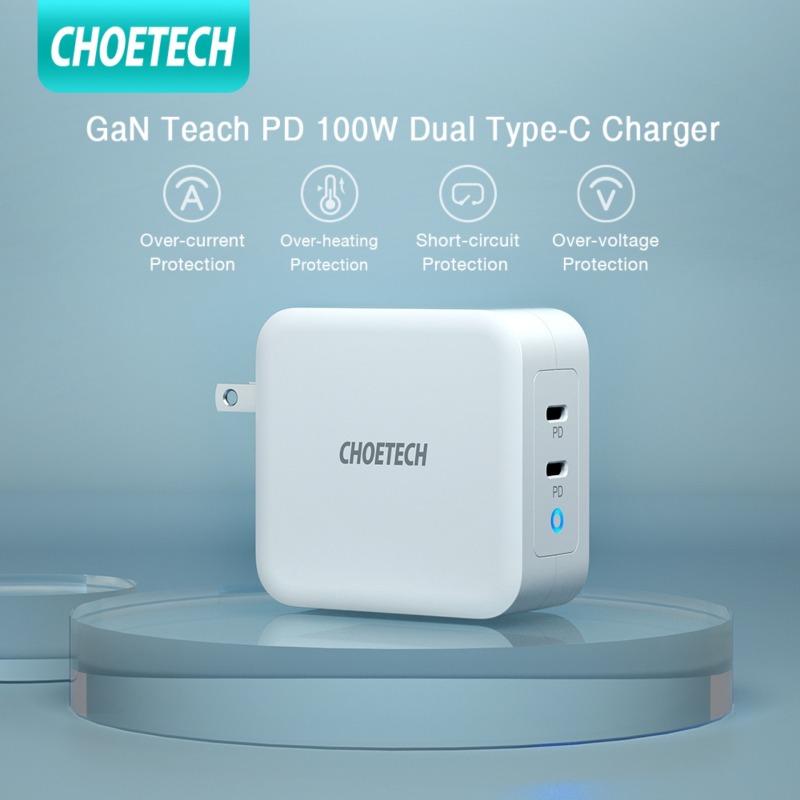 Giá Bộ Sạc USB C Choetech 100W, Bộ Sạc Nhanh 3.0 Bộ Sạc Nhanh 2 USB C & Gan Techtype C Bộ Chuyển Đổi Thiết Bị Sạc Tường
