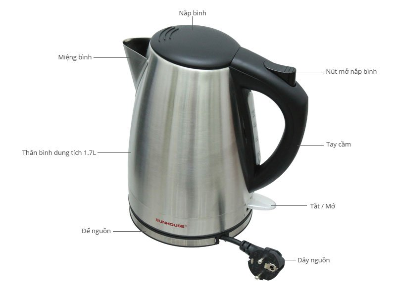 [HCM]Bình siêu tốc Sunhouse 1.7 lít DST050
