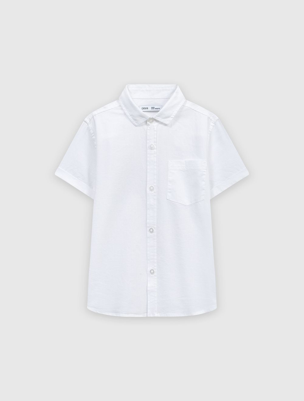 Áo sơ mi bé trai canifa áo sơ mi chất liệu 100% cotton cổ đức tay cộc túi ốp ngực 2th23a001