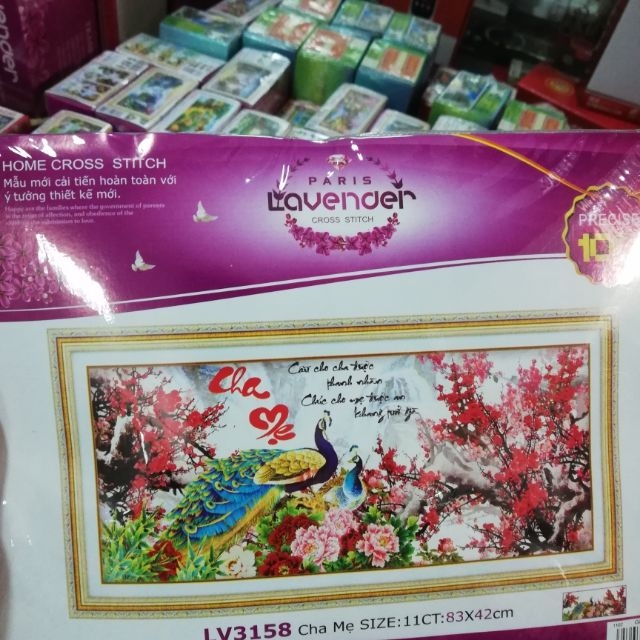 TRANH THÊU 3D CHA MẸ 83x42cm
