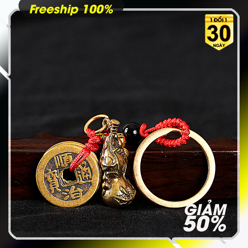 Móc khóa phong thủy đồng thau 5 Xu ngũ hoàng các loại may mắn nhiều phúc lộc , kèm video sản phẩm.