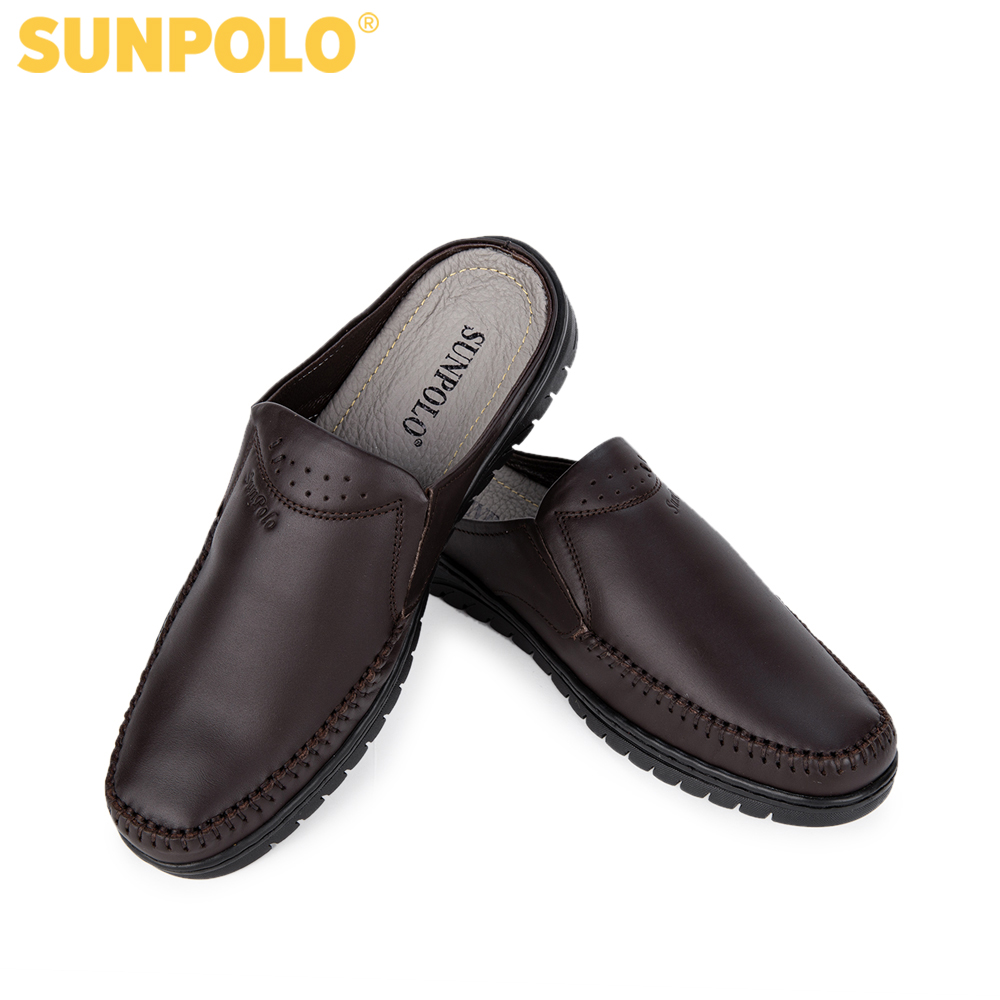 Dép Sapo nam da bò SUNPOLO SPO293 (Đen, Nâu)
