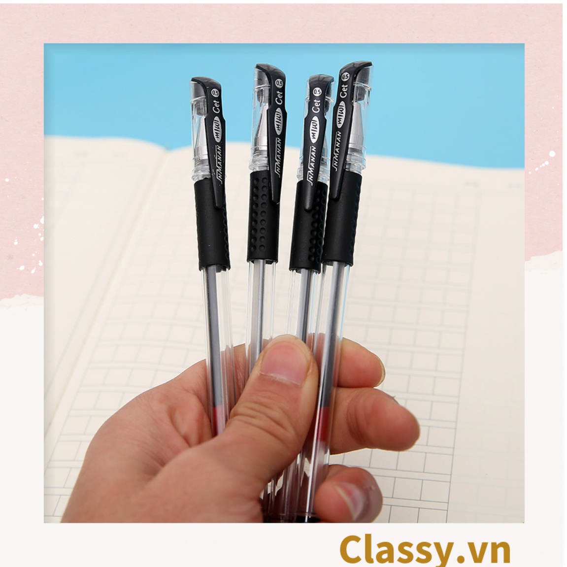 Classy Bút Nước Gel 0.5 Màu Mực Đen Xanh Đỏ