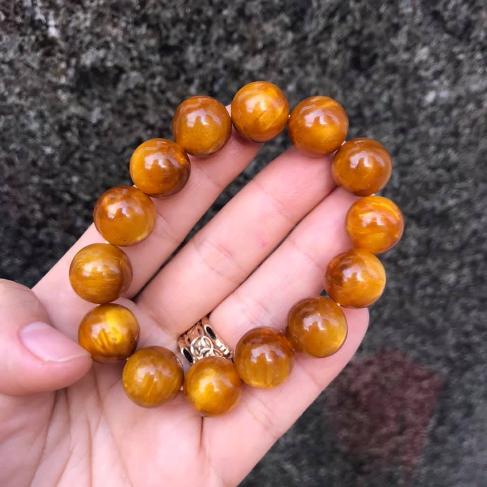 [HCM]VÒNG TAY DƯƠNG BIỂN NÂU ÁNH VÀNG 14LY