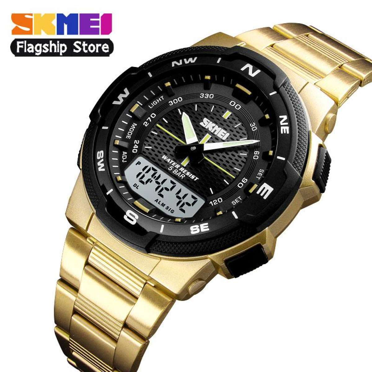Đồng hồ thể thao SKMEI 1370 cho nam đồng hồ đeo tay điện tử đa năng bằng thép không gỉ chống nước thời trang thường ngày