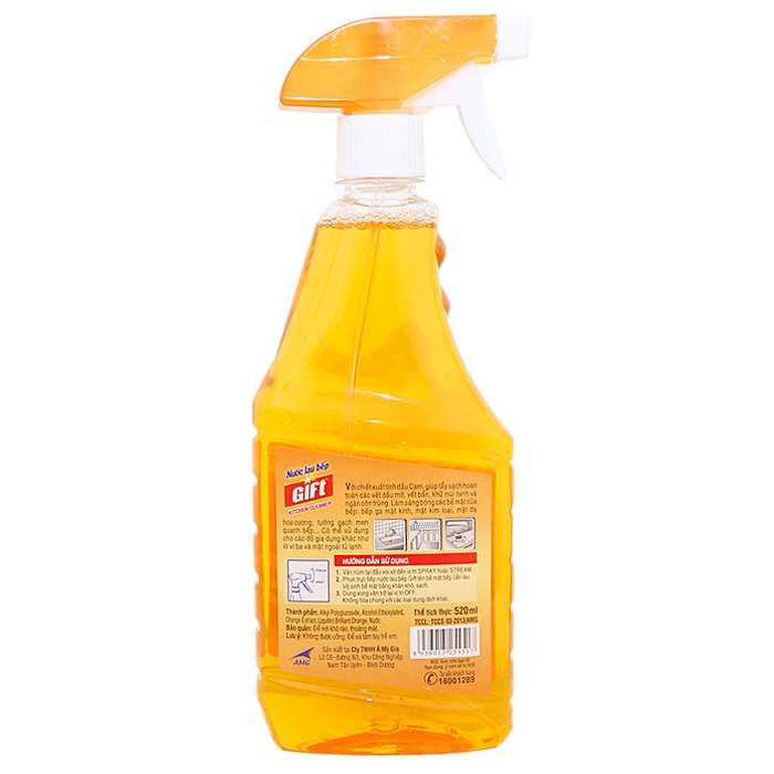 Nước lau bếp Gift hương cam (chai 520ml)