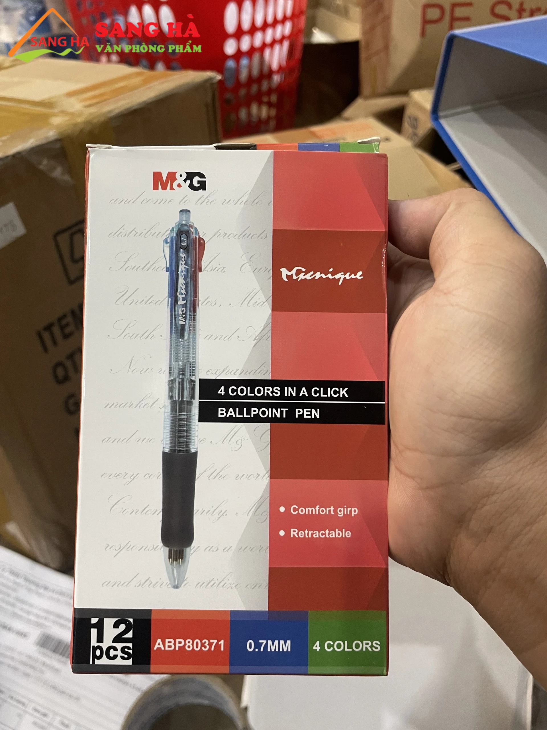 Bút Bi 4 Ngòi M&G 0.7mm ABP80371 Nét to mịn, mực ra đều