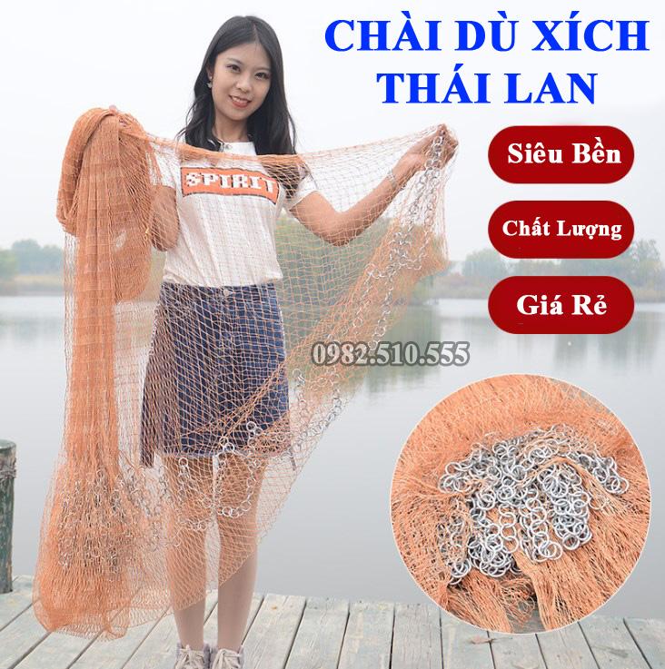 Chài dù xích thái lan siêu bền - cao 3m8 nặng 5kg đường kính 7m