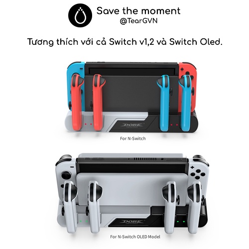 Đế sạc 4 Joy-con và giữ thân máy DOBE cho Nintendo Switch Oled / Switch V1,2