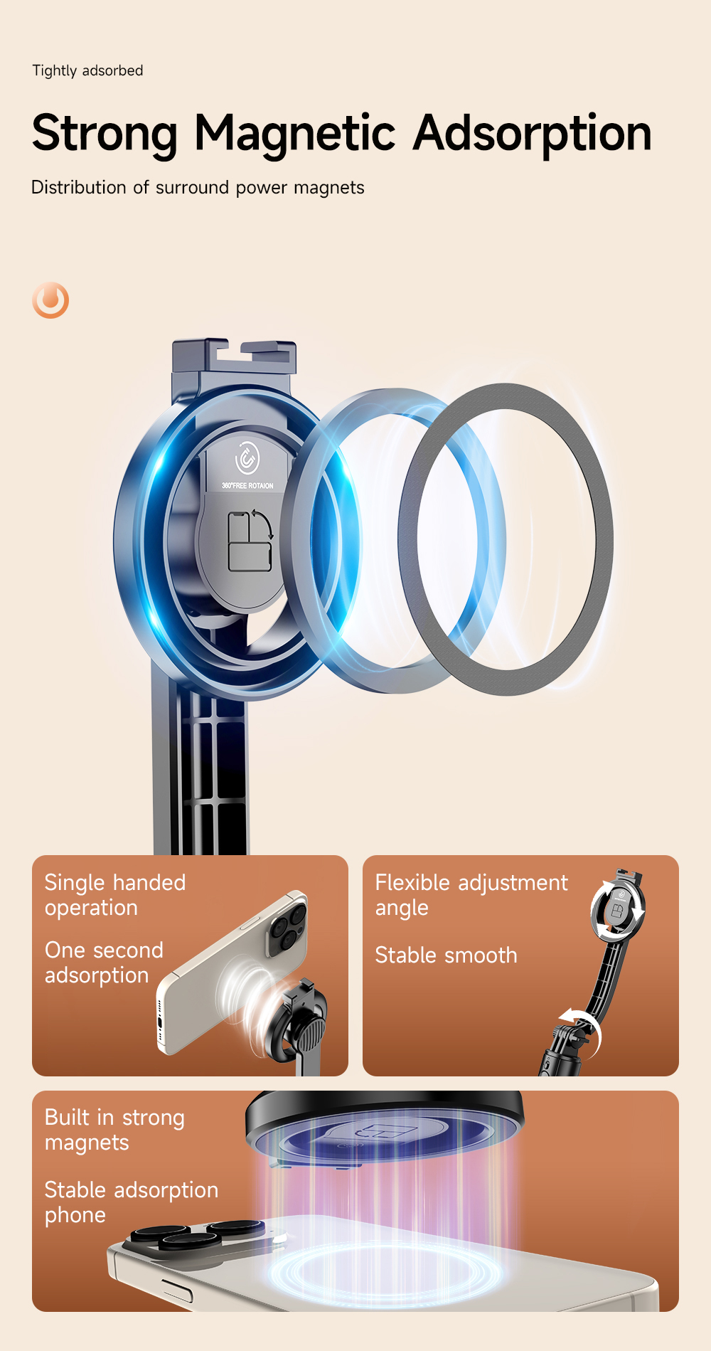 Awei Bluetooth Selfie Stick Tripod Phone Holder Stabilizer 1015mm Extended 10M Pan-Tilt Anti-Shaking Camera Stabilizer Reinforced Three-Leg Ultra-Stable Live Self-Timer Automatic Balance Selfie Stick Tripod With Bluetooth Remote Shutter Universal