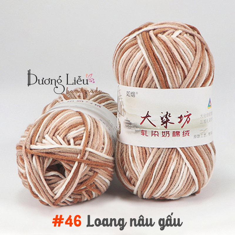 Len Milk Cotton màu loang cuộn 50g
