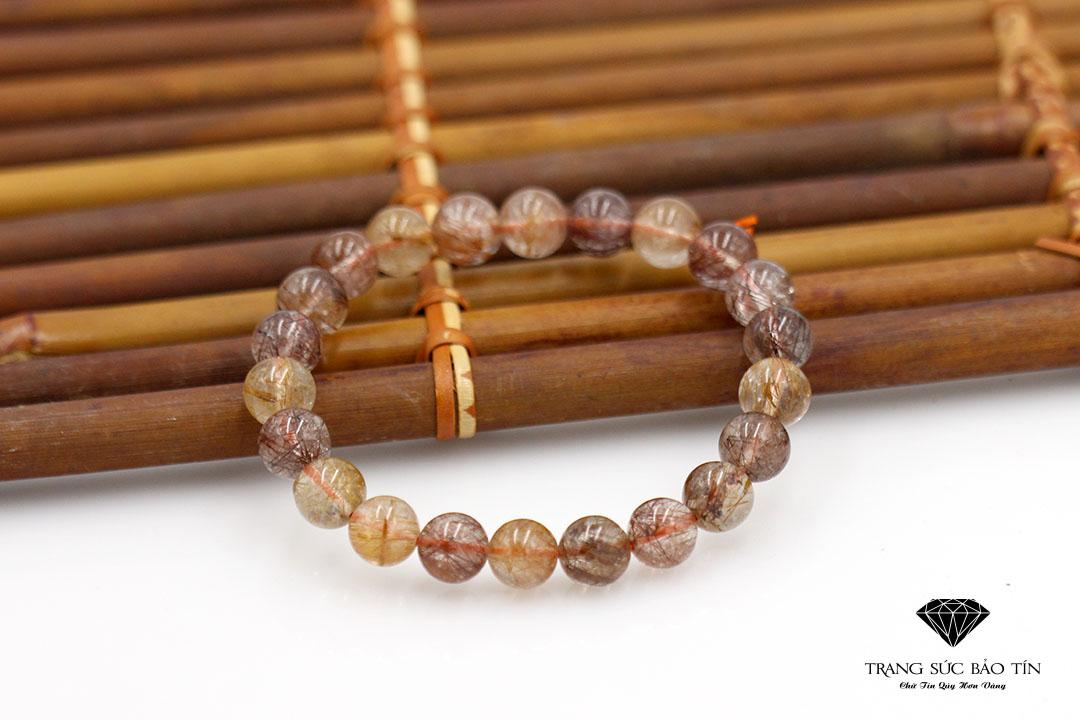 Vòng Tay Thạch Anh Tóc Nâu 9mm - Bảo Tín