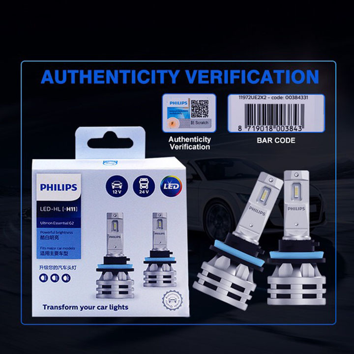 Đèn pha LED H11 Philips Ultinon Essential Gen 2 Siêu Sáng