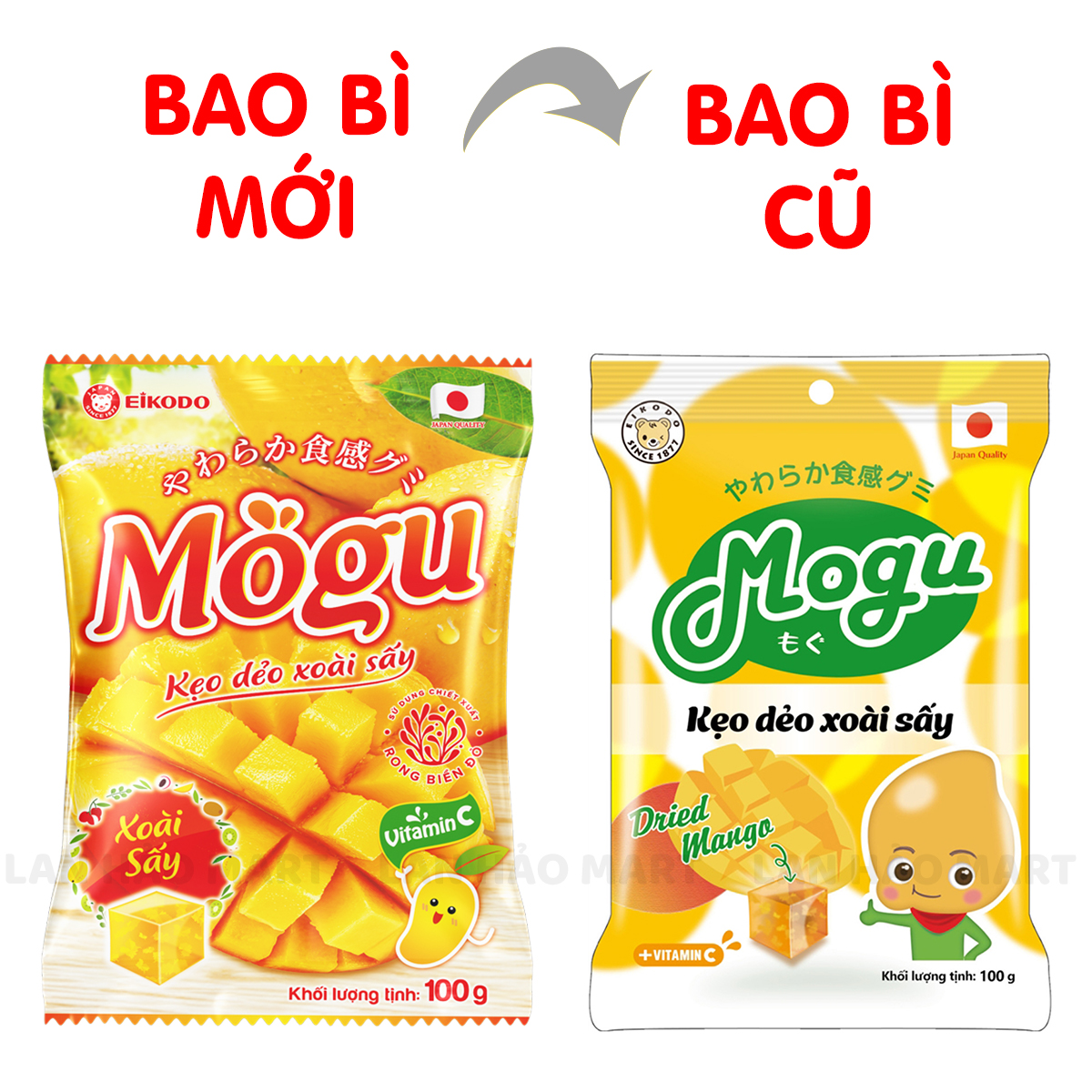 Kẹo dẻo Mogu xoài sấy gói 100g