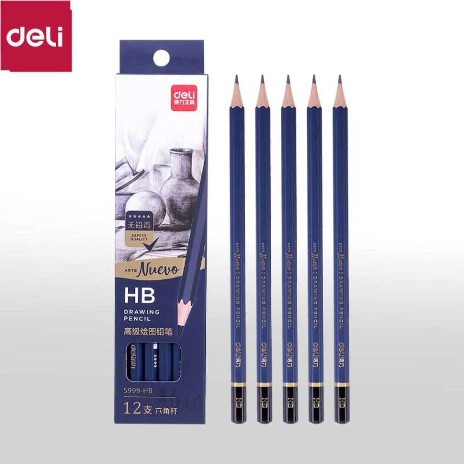 Bút chì phác thảo cao cấp deli | độ cứng từ b - 14b, h, 2h, 3h, hb - chì vẽ tranh - nuevo s999 - 1 chiếc