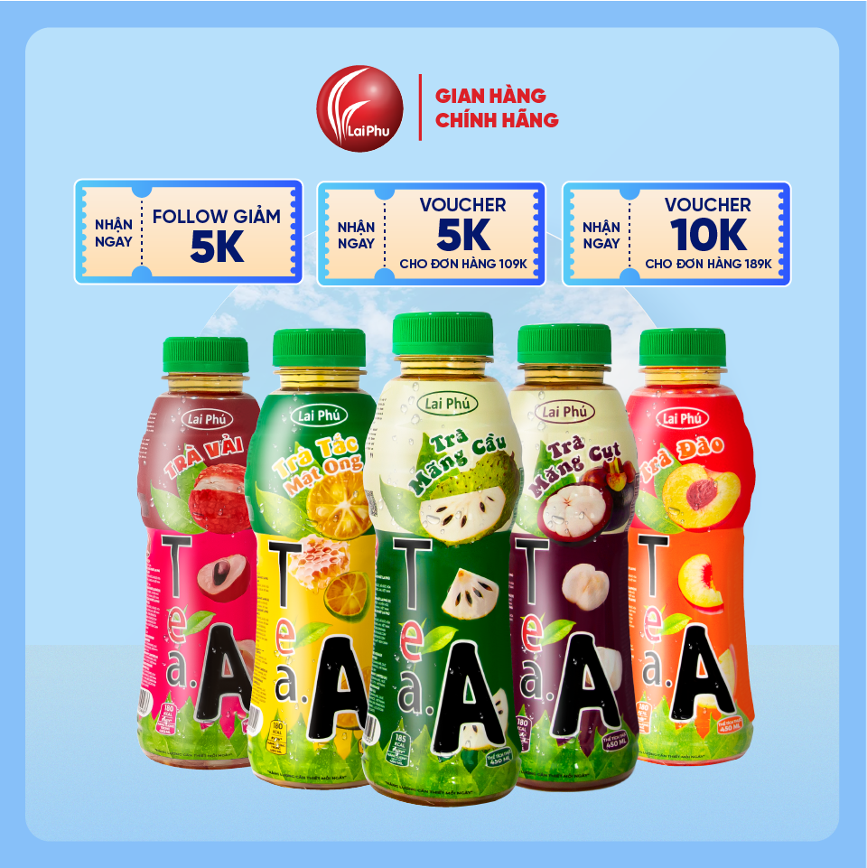 Trà Trái Cây Tea.A Chai 450ml - Lốc 6 Chai