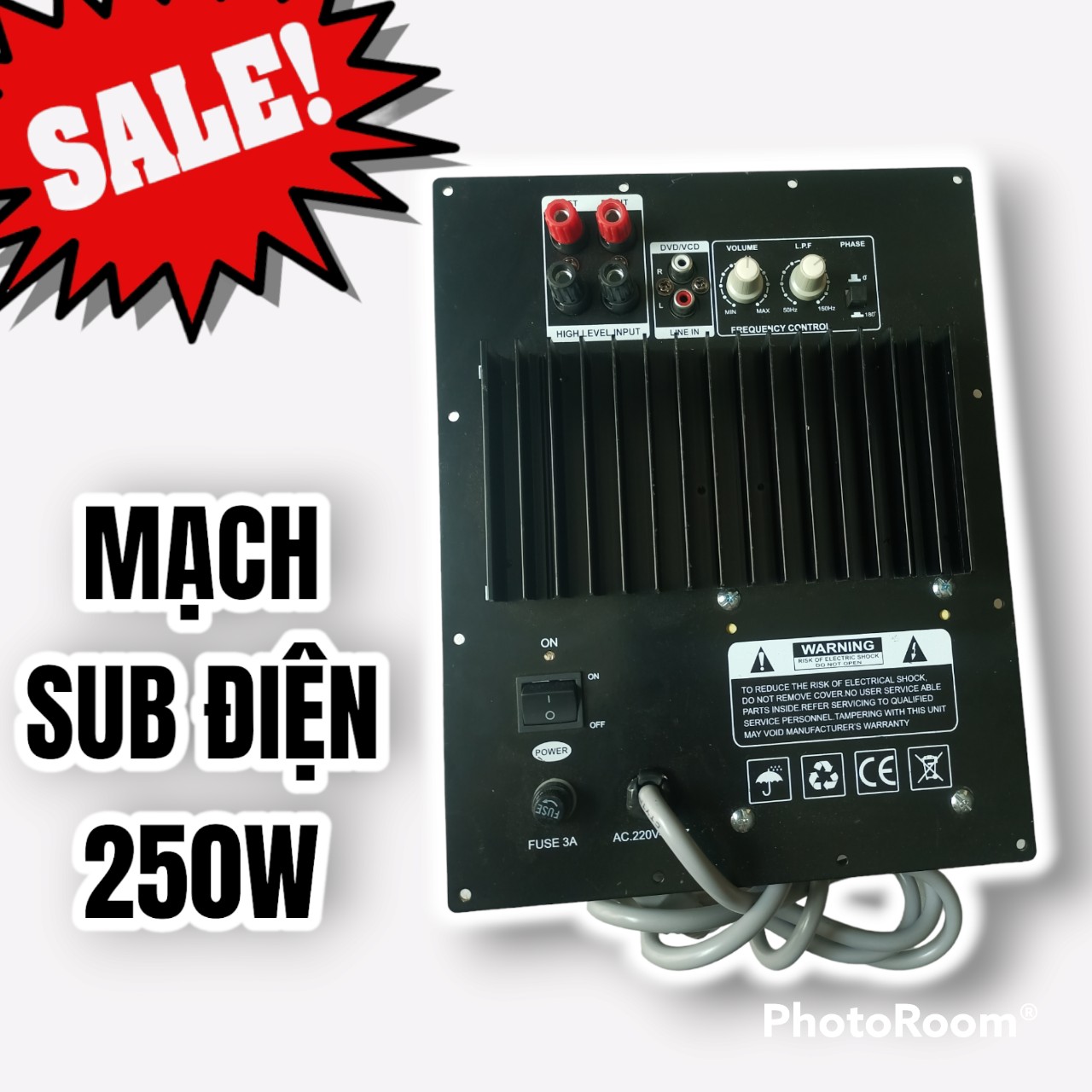 Mạch SUB Điện Siêu Trầm 250W, 2 Sò, Nguồn Đồng (Kèm Dây Cáp Nguồn)