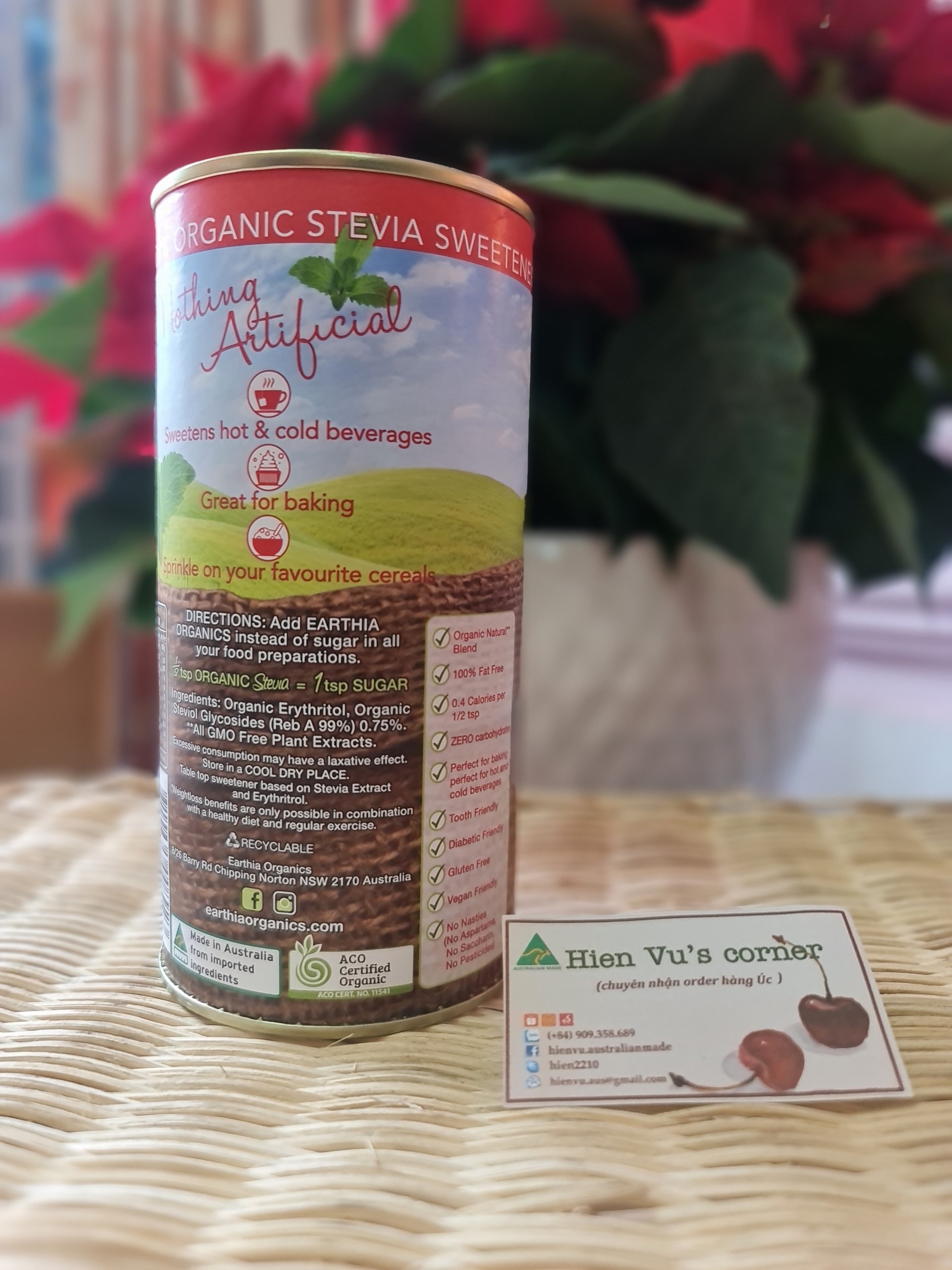[HCM]???? ĐƯỜNG HỮU CƠ ÚC - Sugarless Organic (tiểu đường/ăn kiêng Keto-làm bánh/pha chế) STEVIA 350g mới