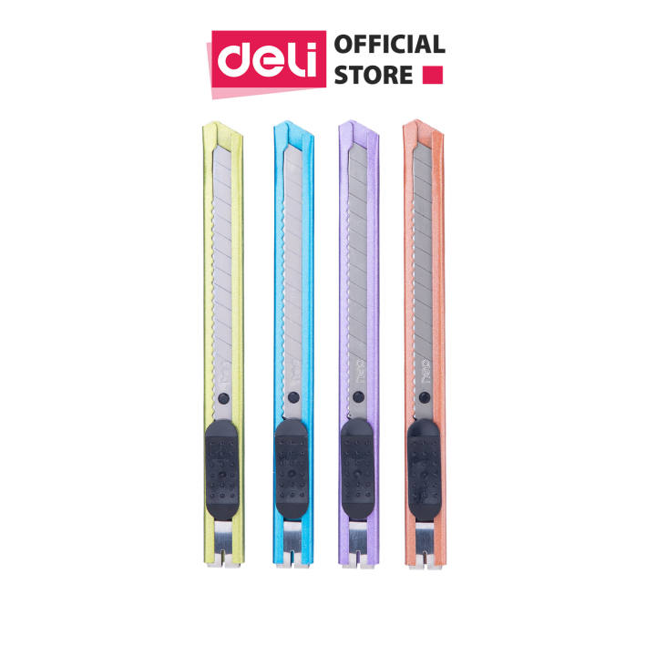 Dao rọc giấy nhỏ Deli - Đỏ/Tím/Xanh lá/Xanh dương - 1 chiếc màu ngẫu nhiên - E2066