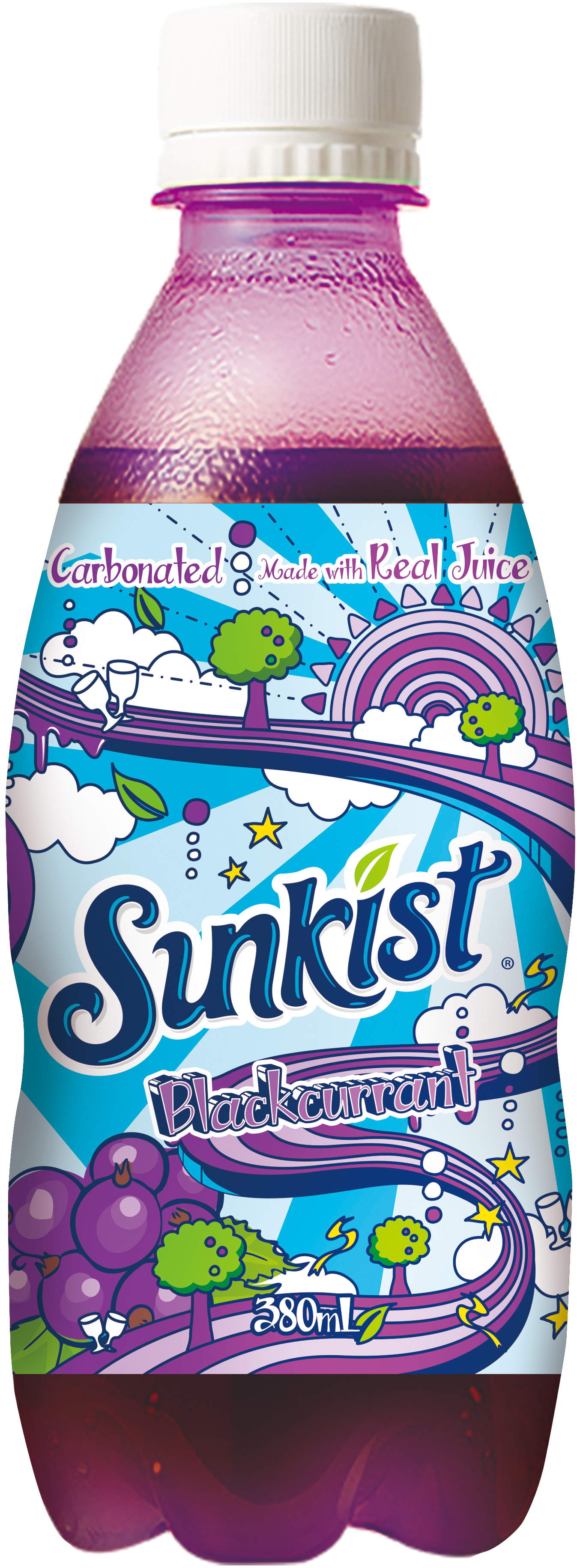 [Date T3.2022]NƯỚC CÓ GA VỊ LÝ CHUA ĐEN HIỆU SUNKIST 380ML