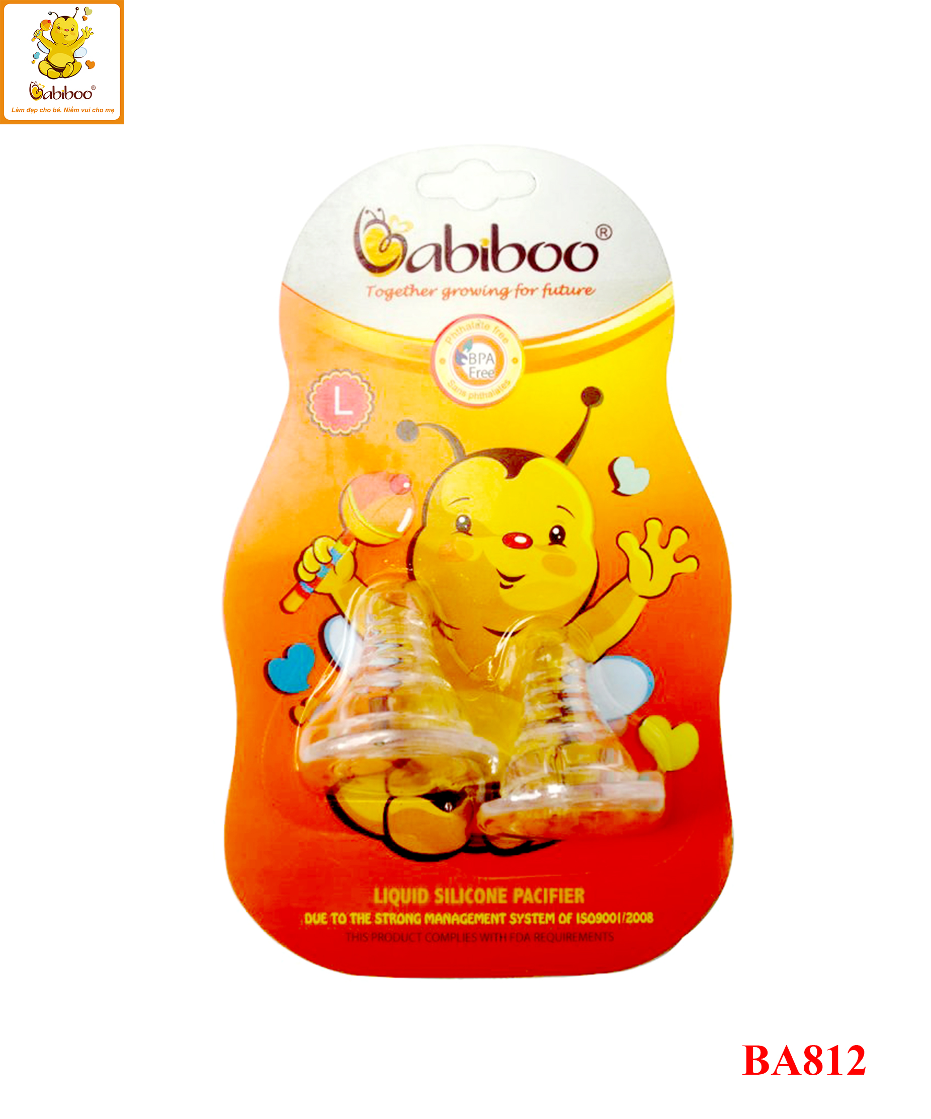 Núm ty silicone siêu mềm cổ hẹp babiboo - ba812
