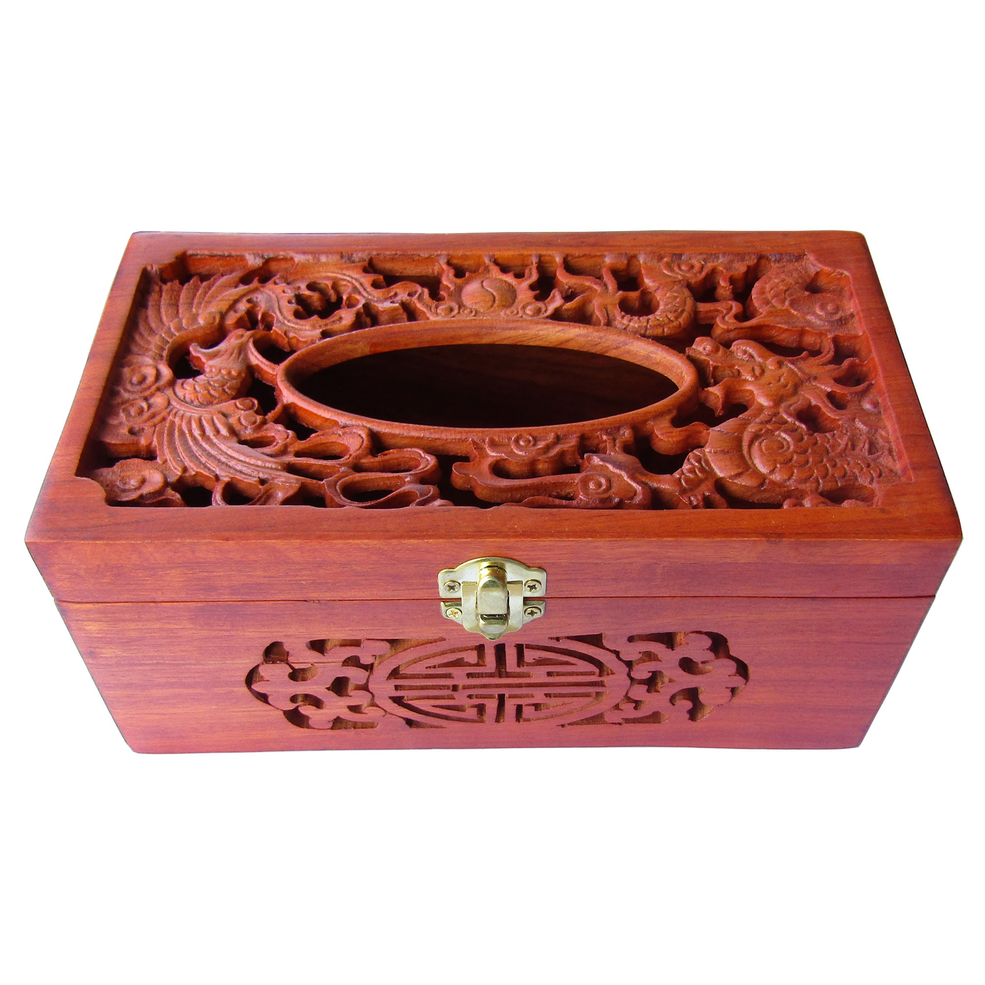 Hộp đựng giấy ăn Long Phụng gỗ hương