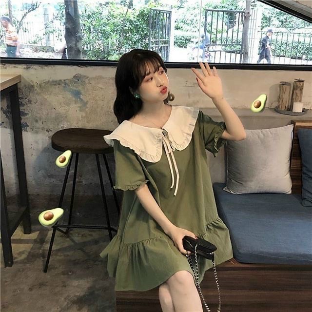 Đầm babydoll cổ trắng 3 màu