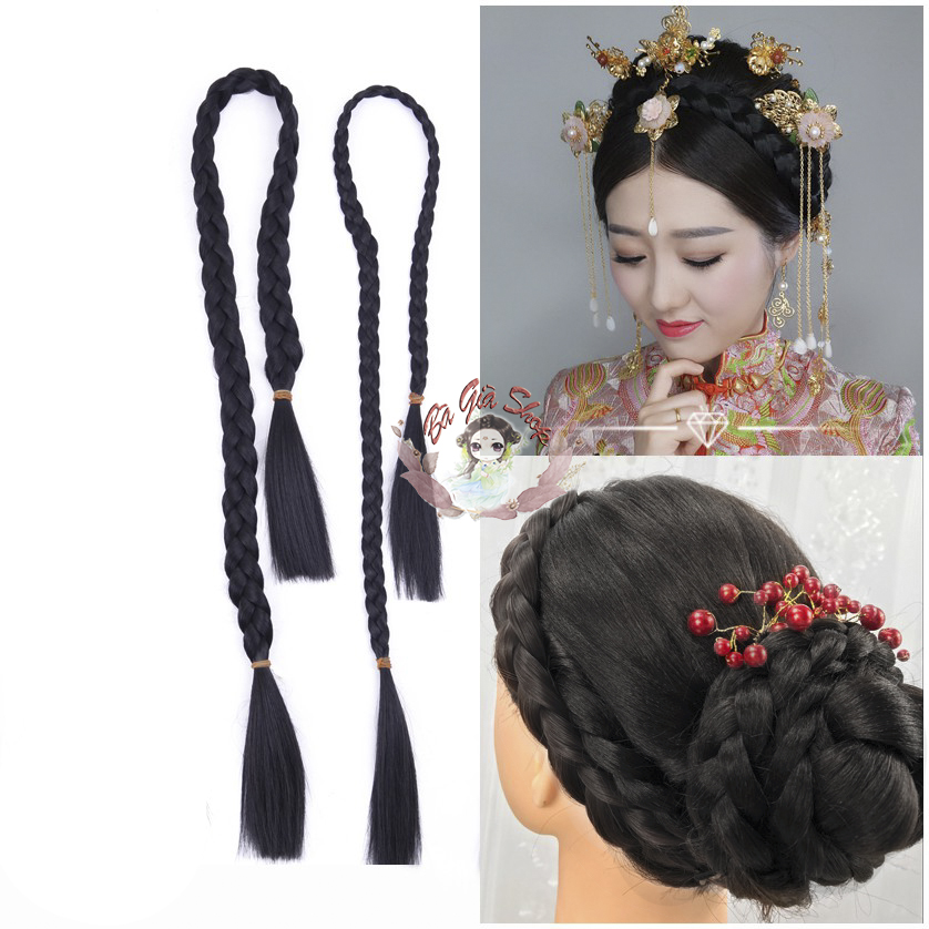 BÍm tóc giả bím tóc cột 2 đầu (nhiều cỡ)